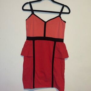 Bebe Rose Pink V-Neck Peplum Dress